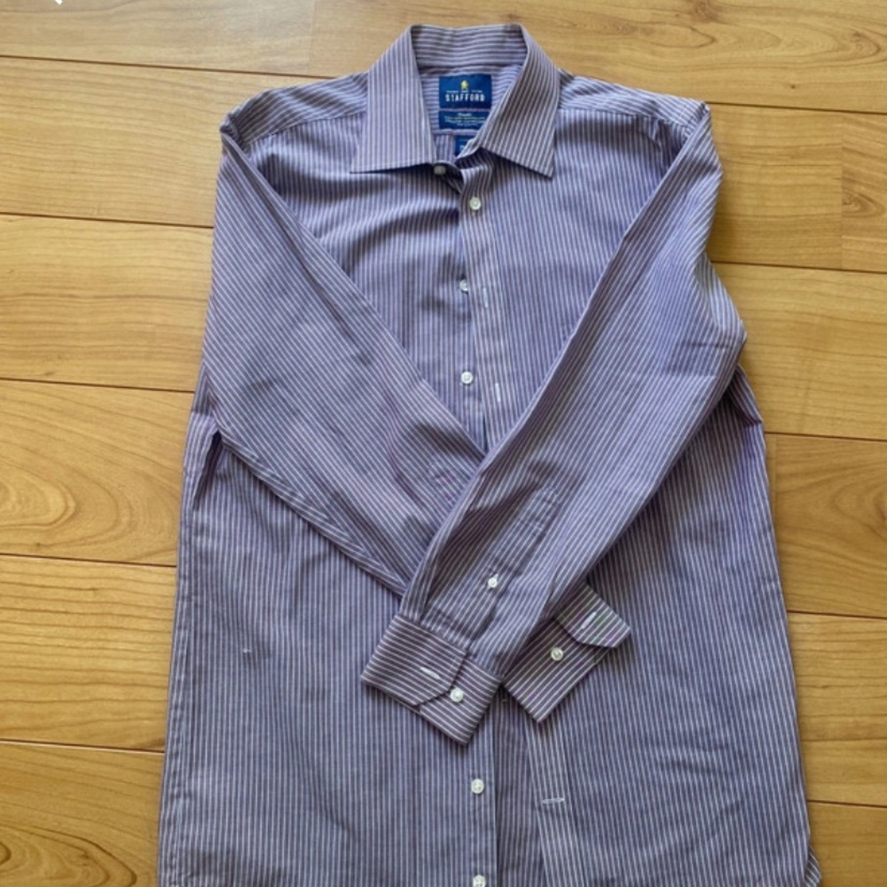 Stafford Purple Striped Mens Dress Shirt